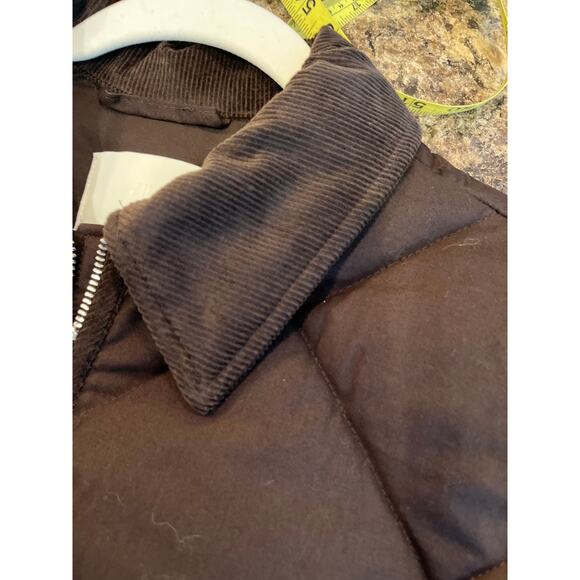 H&M Women Small Quilted Jacket Dark Brown Corduroy Collar Boxy Fit - Picture 7 of 11